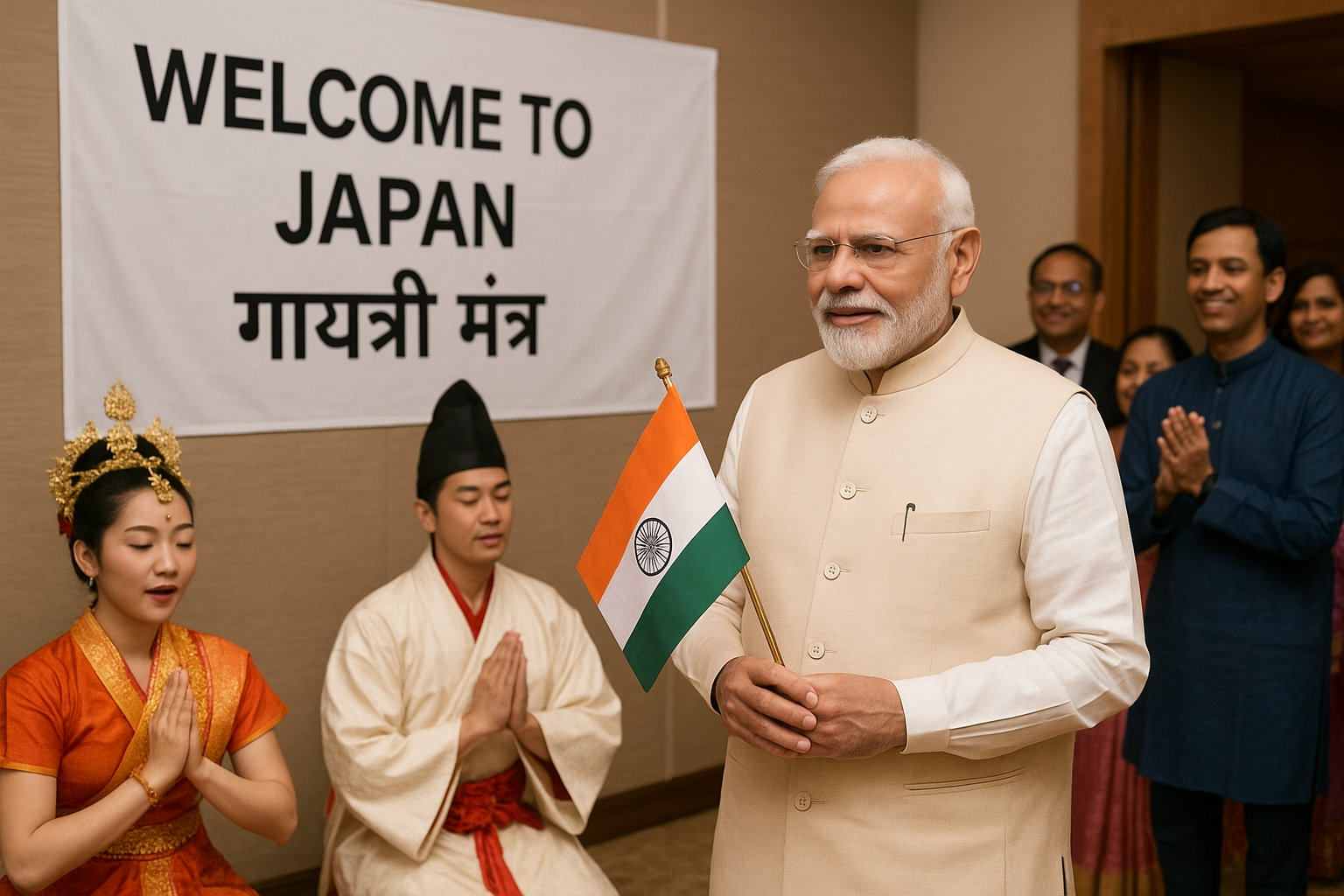 मोदी 8वीं बार जापान दौरे पर पहुंचे, टोक्यो के कलाकारों ने गायत्री मंत्र से किया स्वागत; होटल में प्रवासी भारतीयों से मिले।