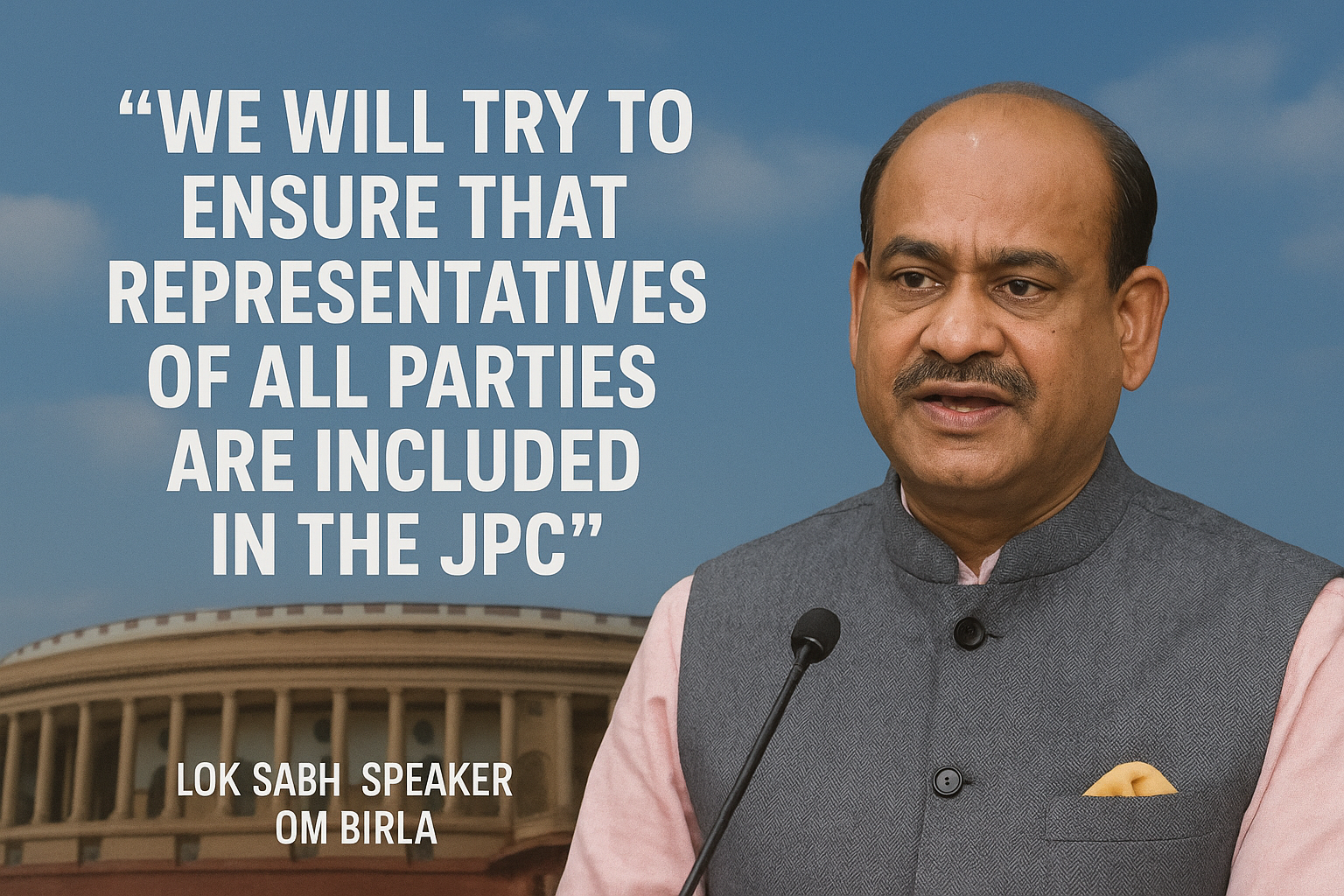 लोकसभा स्पीकर ओम बिरला बोले – कोशिश करेंगे कि JPC में सभी दलों के प्रतिनिधि शामिल हों।