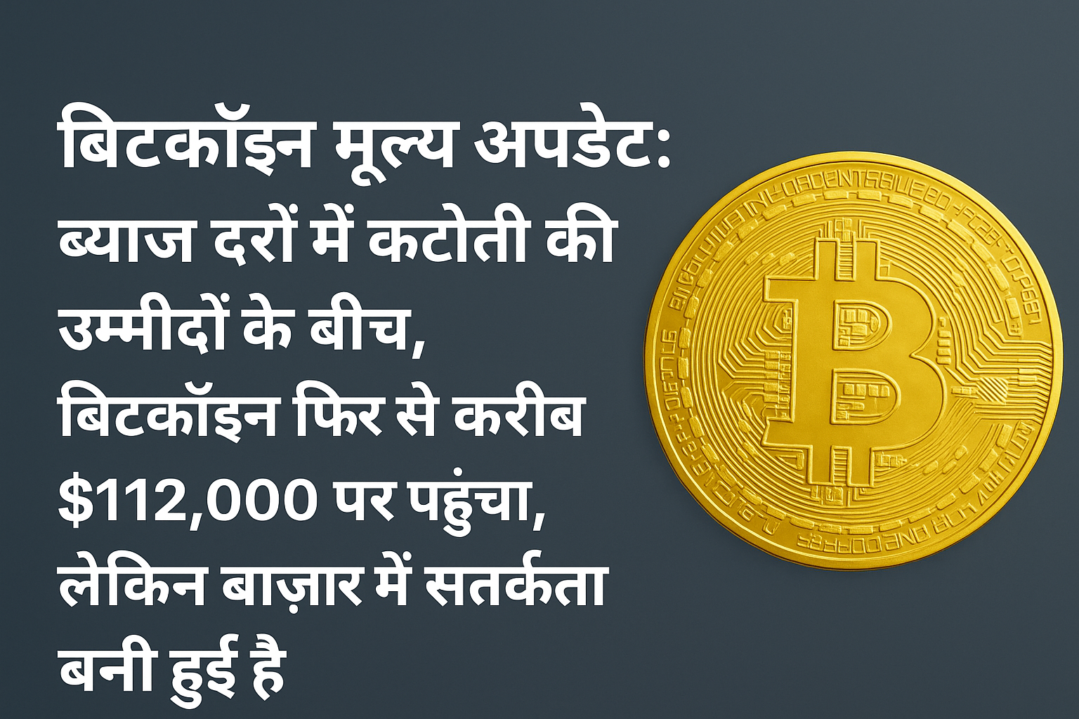 बिटकॉइन मूल्य अपडेट: ब्याज दरों में कटौती की उम्मीदों के बीच बिटकॉइन फिर से करीब $112,000 पर पहुंचा, लेकिन बाज़ार में सतर्कता बनी हुई है।