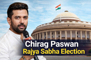 Political event near Indian Parliament building.