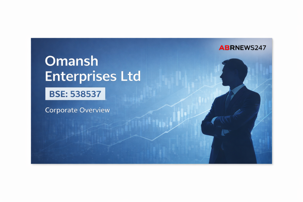 Omansh Enterprises Ltd BSE 538537 corporate overview feature image with ABRNEWS247 logo