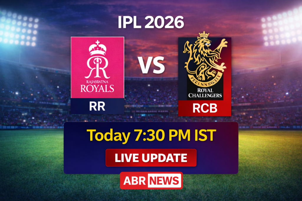 IPL 2026 Today Match 7:30 PM IST RR vs RCB Live Update Banner