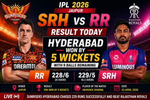 SRH vs RR Result Today Hyderabad won by 5 wickets