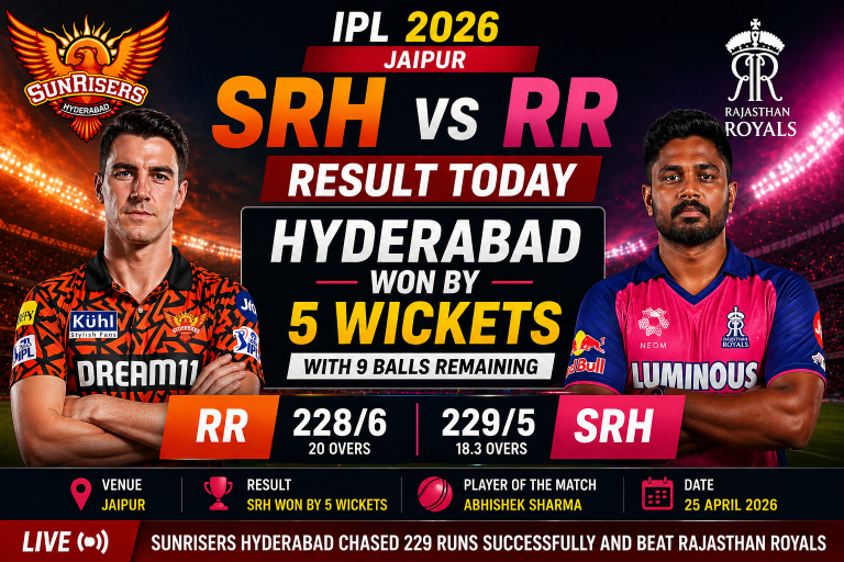 SRH vs RR Result Today Hyderabad won by 5 wickets