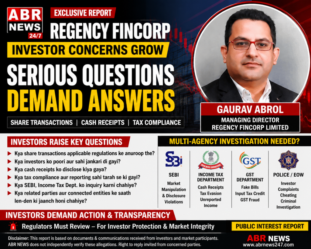 Regency Fincorp share transactions and investor questions reported by ABR News