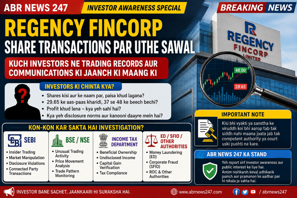 Regency Fincorp share transactions par investors ke sawal aur sambhavit regulatory review