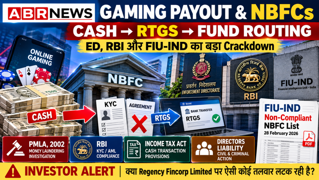 Gaming payout NBFC cash RTGS fund routing FIU-IND RBI ED investor alert