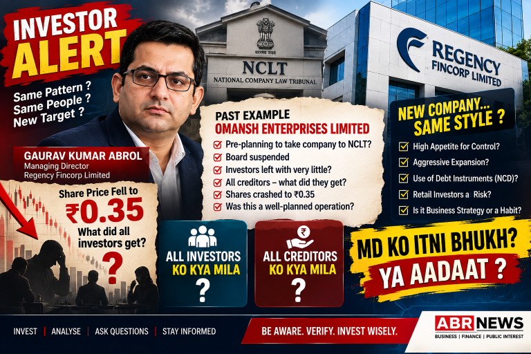 Regency Fincorp investor alert and Omansh Enterprises NCLT questions involving Gaurav Kumar Abrol