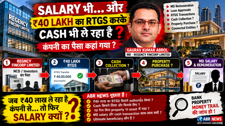 Gaurav Kumar Abrol Regency Fincorp Limited ₹40 lakh RTGS cash and property money trail investigation