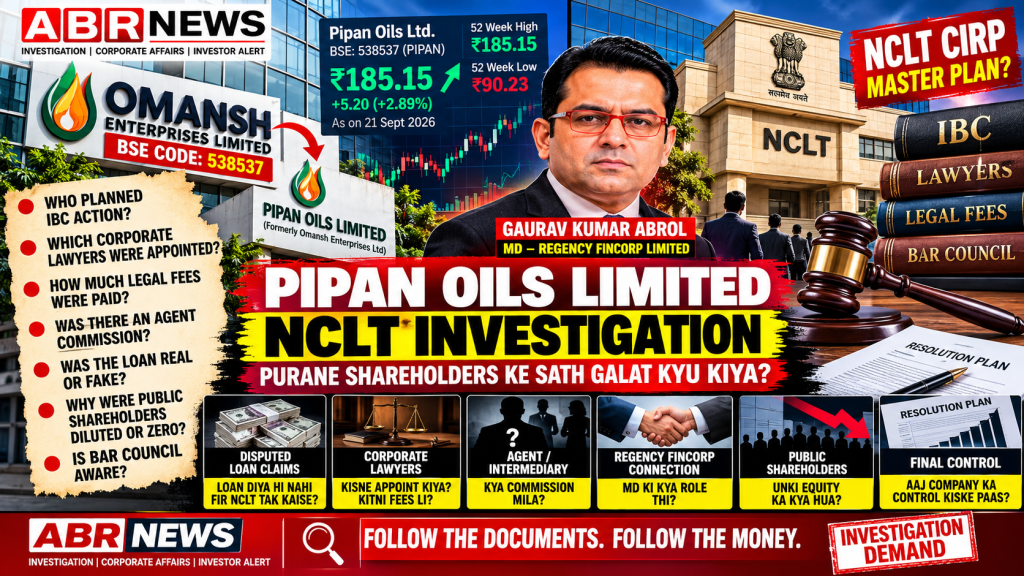 Pipan Oils Limited NCLT Investigation BSE 538537 shareholder rights and disputed loans