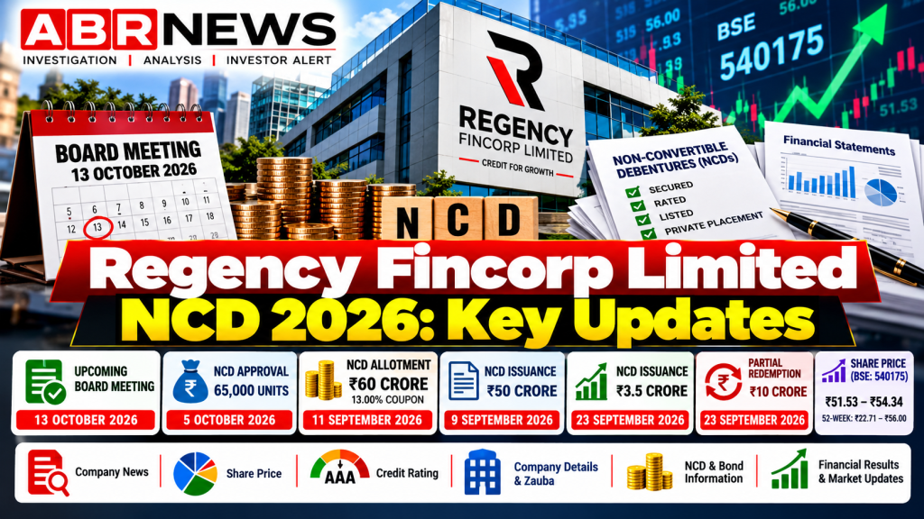 Regency Fincorp Limited NCD 2026 Board Meeting, NCD Allotment and Share Price