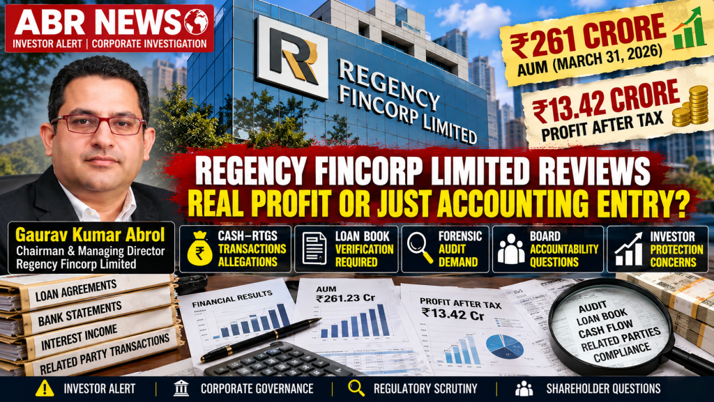 Regency Fincorp Limited Reviews – ₹261.23 crore AUM, ₹13.42 crore profit, loan book verification and forensic audit questions by ABR NEWS